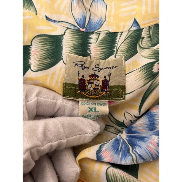 Vintage Reyn Spooner Hawaiian Shirt XL Mens Yellow Hibiscus Floral - Picture 7 of 7